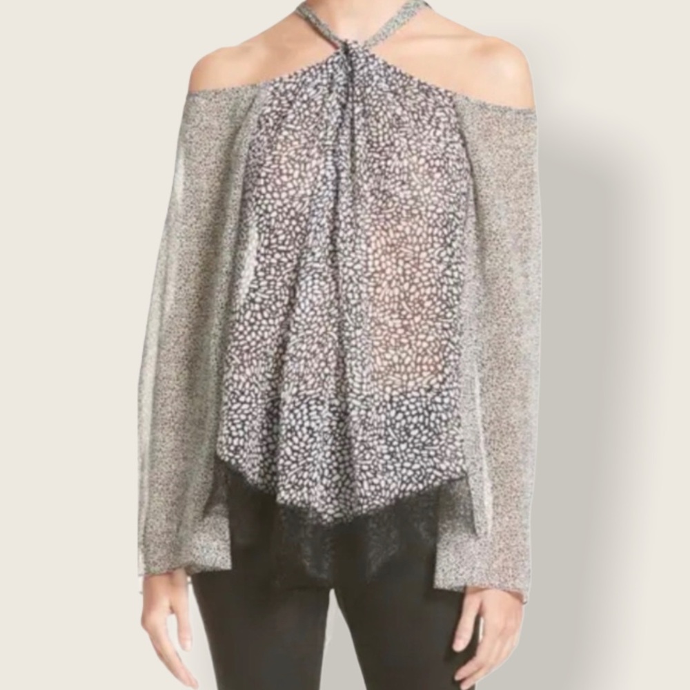 NWT Derek Lam 10 Crosby 100% Silk Black Halter Top